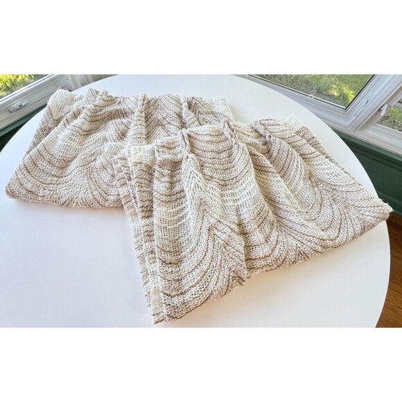 Vintage 70s mesh curtain, cream tan wavy pattern, pleated boho panel, for each - Picture 10 of 10